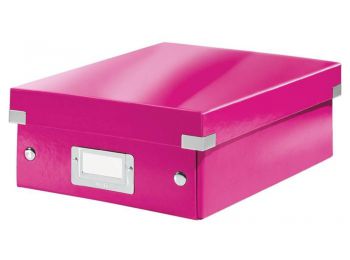Tároló doboz, rendszerező, laminált karton, S méret, LEITZ Click&Store, rózsaszín (E60570023)