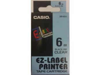 Feliratozógép szalag, 6 mm x 8m, CASIO, víztiszta-fekete 