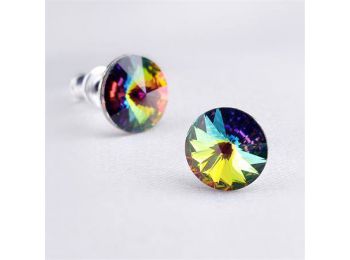 Fülbevaló, zöld színjátszós SWAROVSKI® kristállyal, 