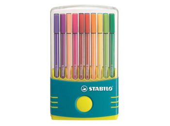 Rostirón készlet, 1 mm, műanyag türkiz tok, STABILO Pen 68 ColorParade, 20 különböző szín (TST682001)