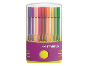 Rostirón készlet, 1 mm, műanyag lila tok, STABILO Pen 68 ColorParade, 20 különböző szín (TST682002)