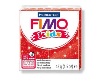 Gyurma, 42 g, égethető, FIMO Kids, glitteres piros (FM8030212)