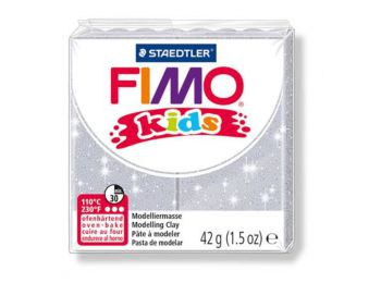 Gyurma, 42 g, égethető, FIMO Kids, glitteres ezüst (FM803