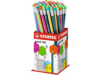 Grafitceruza radírral display, HB, hatszögletű, STABILO Pencil 160 (TST2160721HB)