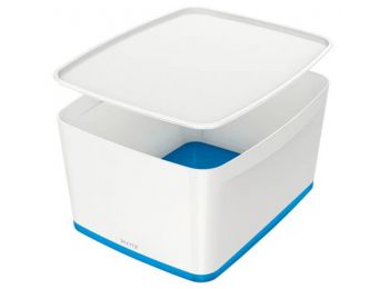 Tároló doboz, fedővel, nagy, LEITZ MyBox, fehér-kék (E5