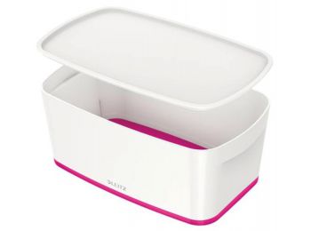 Tároló doboz, fedővel, kicsi, LEITZ MyBox, fehér-rózsaszín (E52291023)