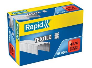 Tűzőkapocs, 43/6, horganyzott, textil, RAPID Superstrong (