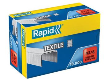 Tűzőkapocs, 43/8, horganyzott, textil, RAPID Superstrong (