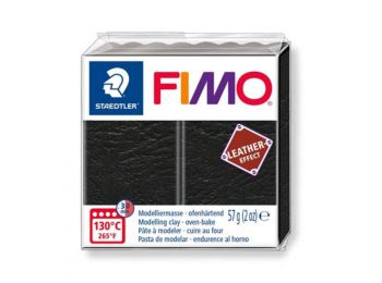 Gyurma, 57 g, égethető, FIMO Leather Effect, fekete (FM801