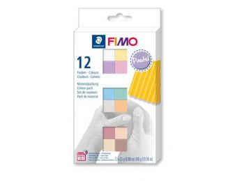 Gyurma, készlet, 12x25 g, égethető, FIMO Soft Pastel 12 k