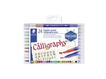 Kalligrafikus marker készlet, 2,0/3,5 mm, kétvégű, STAEDTLER Calligraph Duo, 24 szín (TS3005TB24)