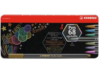 Rostirón készlet, fém doboz, 1,4 mm, STABILO Pen 68 metallic, 8 különböző szín (TST6808832)