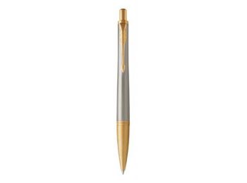Golyóstoll, nyomógombos, 0,7 mm, arany színű klip, arany-szürke tolltest, PARKER Royal Urban Premium, kék (ICPRUBPAK)
