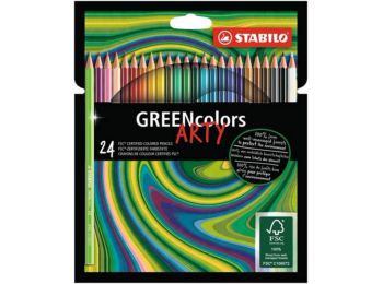 Színes ceruza készlet, hatszögletű, STABILO GreenColors ARTY, 24 különböző szín (TST6019241A)