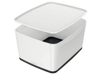 Tároló doboz, fedővel, nagy, LEITZ MyBox, fehér-fekete (E52161095)