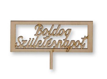 Natúr fa téglalap alakú Boldog születésnapot feliratos 