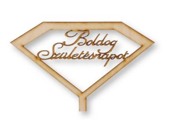 Natúr fa gyémánt alakú Boldog születésnapot feliratos 