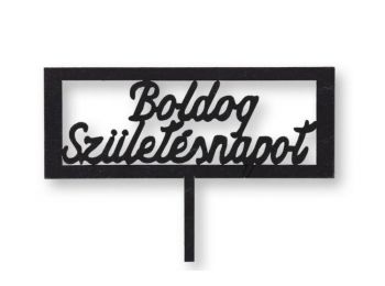 Fekete téglalap alakú Boldog születésnapot feliratos szi