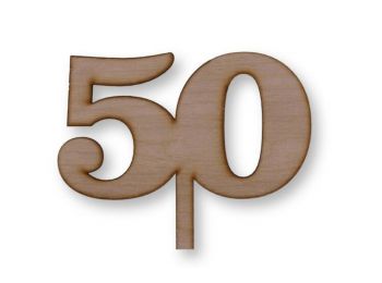 Natúr nagy 50-es szülinapi sziluett tortadísz
