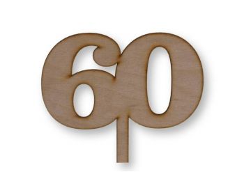 Natúr nagy 60-as szülinapi sziluett tortadísz