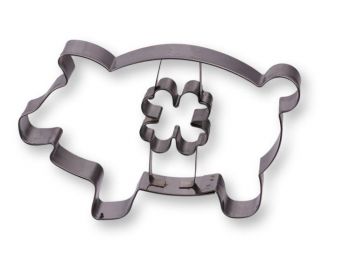 Nagy méretű malac alakú lóherés linzer kiszúró