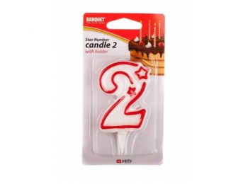 Fehér-piros 2 szám gyertya