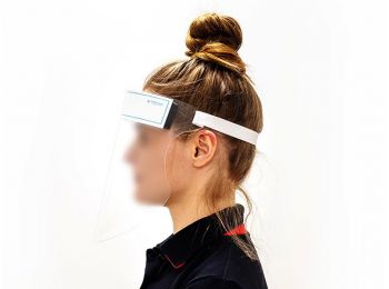 Higiéniai arcvédő plexi pajzs szivacsos homlokpánttal - 
