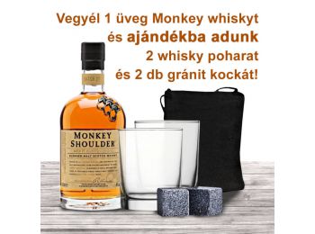 Monkey Shoulder whisky 0,7L 40% + 2db ajándék whiskys pohárral és 2db gránitkockával