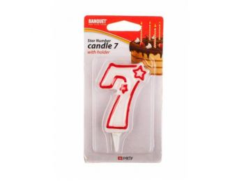 Fehér-piros 7 szám gyertya
