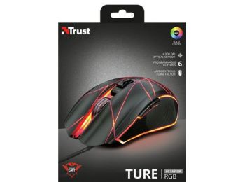 Trust GXT 160 RGB gamer egér, fekete