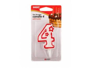 Fehér-piros 4 szám gyertya