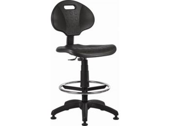 Munkaszék, háttámlás, műanyag ülőfelület,lábtartóg