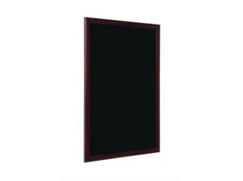 Krétás információs tábla, fekete felület, 90x120 cm, cseresznyefa színű keret (VVBI06)