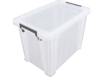 Műanyag tárolódoboz, átlátszó, A4 méretű mappák tá