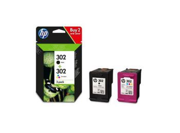 X4D37AE Tintapatron multipack DeskJet 2130 nyomtatóhoz, HP 302, fekete, színes, 190+165 oldal (TJHX4D37AE)