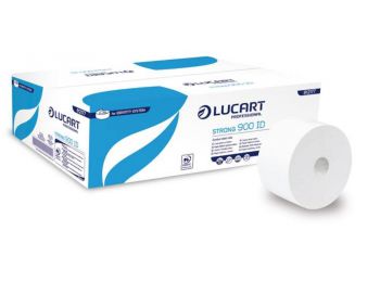 Toalettpapír, 2 rétegű, nagytekercses, 19 cm átmérő, Identity Autocut adagolóhoz, LUCART Strong 900 ID, hófehér (UBC53)