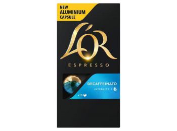 Kávékapszula, 10 db, koffeinmentes, JACOBS DOUWE EGBERTS L`OR Decaffeinato (KHK791)