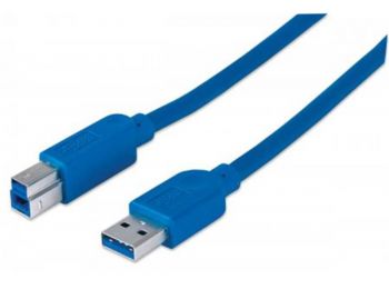 USB 3.0 nyomtató kábel, 3 m, MANHATTAN, kék (KMA322454)