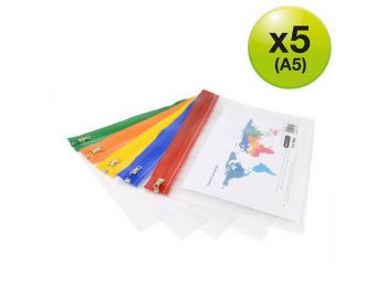 Iratrendező tasak, A5, cipzáras, RAPESCO, Zip Strip, vegye