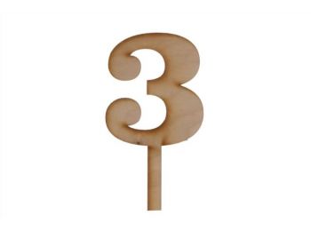 Natúr nagy 3-as szülinapi sziluett tortadísz