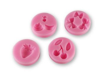 Muffin, masni, cseresznye és eper szilikon fondant forma készlet
