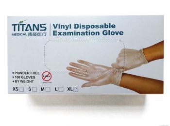 Titans púdermentes vinyl gumikesztyű fehér M, 100 db