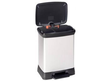 Pedálos szemetes, műanyag, duo, 10+18 l, CURVER, szürke/f