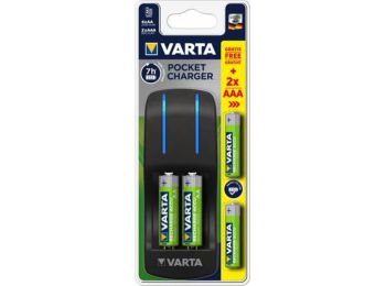 Elemtöltő, AA ceruza/AAA mikro, 4x2100 mAh AA+ 2x 800 mAh AAA, VARTA Pocket (VTL11)