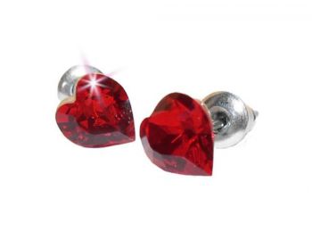 Fülbevaló, szív formájú, light siam piros SWAROVSKI® kristállyal, 8mm, ART CRYSTELLA® (RSWF045)