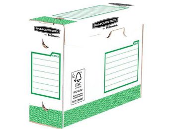 Archiválódoboz, extra erős,  A4+, 100 mm, FELLOWES Bankers Box Basic, zöld- fehér (IFW44743)