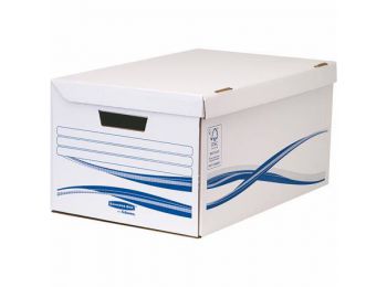 Csapófedeles archiválókonténer, karton, nagy, FELLOWES Bankers Box Basic, kék-fehér (IFW4460502)