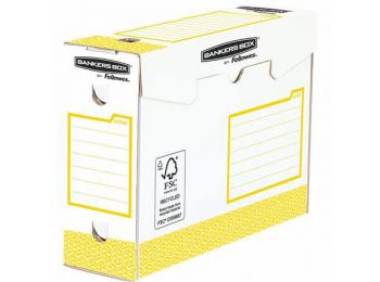 Archiválódoboz, extra erős, A4+, 100 mm, FELLOWES Bankers Box Basic, sárga- fehér (IFW44742)