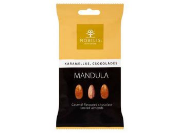 Mandula, 100 g, NOBILIS, karamell ízű, tejcsokoládés-fehércsokoládés (KHE291)