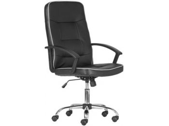 Főnöki szék, műbőr borítás, króm lábkereszt, Lga 71 Cr, fekete (BBSZV360)